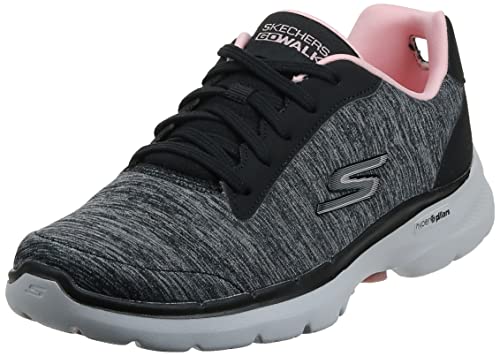 Skechers GO Walk 6-Magic Melody Sneaker, Black/Pink, 8.5