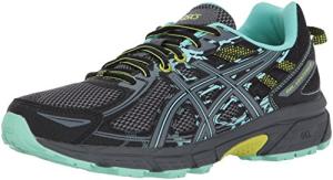ASICS Women's Gel-Venture 6 Athletic Shoes, Black/Carbon/Green, 7.5