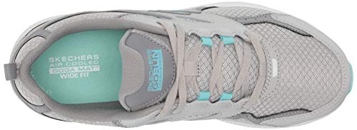 Skechers Women's Go Run Sneaker, Gray/Turquoise, 8.5 Wide