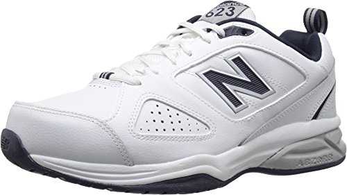 New Balance Men's 623 V3 Casual Comfort Cross Trainer, White/Navy, 10.5 Wide