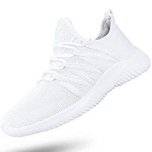 Feethit Women's Lightweight All-White Slip-On Sneakers