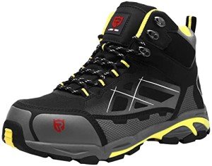 LARNMERN Men's Steel Toe Work Boots - Black