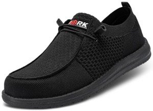 LARNMERN Women's Lightweight Steel Toe Slip-On Sneakers