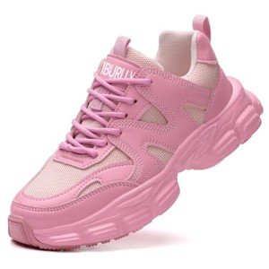 Women's Pink Steel Toe Non-Slip Work Sneakers