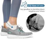 STQ Women's Slip-On Running Sneakers Grey Teal