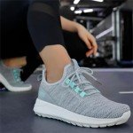 STQ Women's Slip-On Running Sneakers Grey Teal