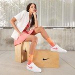 Nike Women's Court Vision Sneakers - White/Coral-Volt