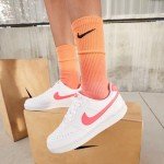 Nike Women's Court Vision Sneakers - White/Coral-Volt