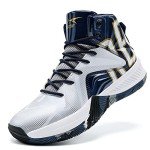 Lightweight Breathable Men's Basketball Sneakers - White/Blue
