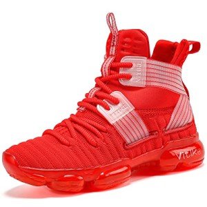 Kids' High-Top Basketball Sneakers - Red 8119