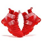 Kids' High-Top Basketball Sneakers - Red 8119