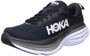 Hoka Women's Bondi 8 Sneaker, Black/White, 7