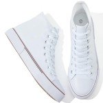 Adokoo Men’s High Top Canvas Sneakers – Black & White
