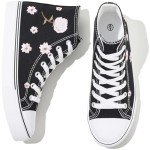 Kufeiti Women's High Top Embroidered Canvas Sneakers