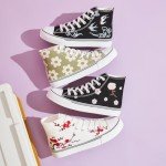 Kufeiti Women's High Top Embroidered Canvas Sneakers