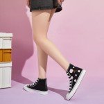 Kufeiti Women's High Top Embroidered Canvas Sneakers