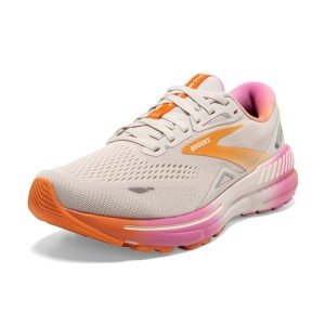 Brooks Women's Adrenaline GTS 23 Running Shoe - White/Sunset/Fuchsia