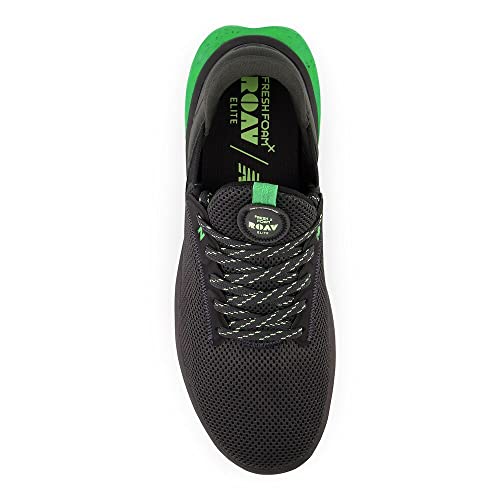 New Balance Men's Fresh Foam Roav Elite V1 Running Shoe, Blacktop/Green, 10.5
