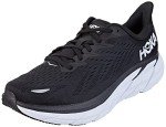 HOKA Clifton 8 Black/White Sneakers - Wide Fit