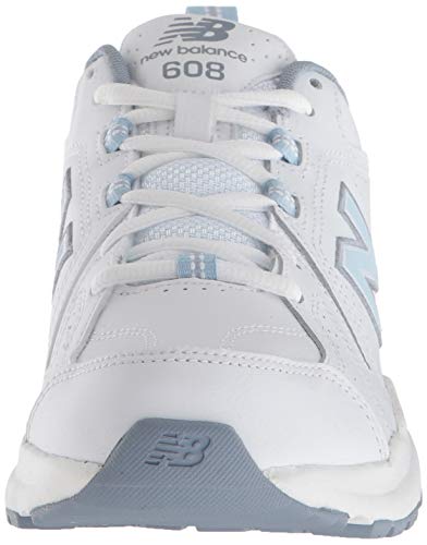 New Balance Women's 608 V5 Sneakers, White/Light Blue