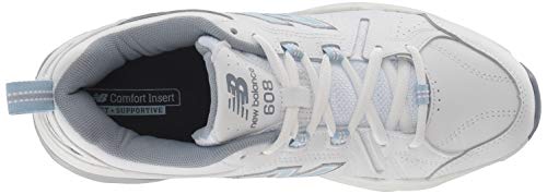 New Balance Women's 608 V5 Sneakers, White/Light Blue