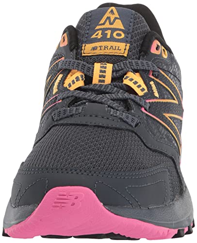 New Balance Women's 410 V7 Trail Running Shoe, Grey/Pink/Orange, 8.5 Wide