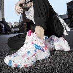 Ultra-Light High Top Basketball Sneakers - White/Pink