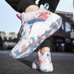 Ultra-Light High Top Basketball Sneakers - White/Pink