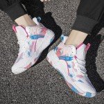 Ultra-Light High Top Basketball Sneakers - White/Pink