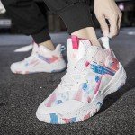 Ultra-Light High Top Basketball Sneakers - White/Pink