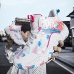 Ultra-Light High Top Basketball Sneakers - White/Pink