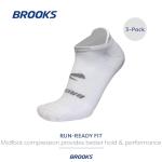 Brooks Run-In No Show Socks 3-Pack - White