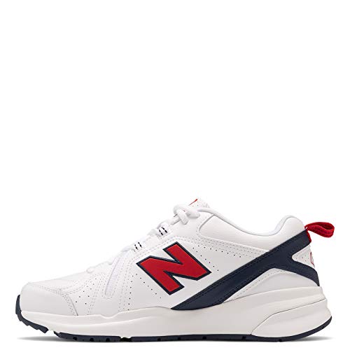 New Balance Men's 608 V5 Casual Comfort Cross Trainer, White/Navy/Red, 10 X-Wide