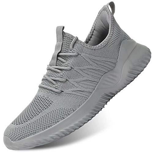 Mens Fashion Walking Sneakers Trainers Running Tennis Shoes Athletic Sport Jogging Gym Breathable Soft Sole Grey