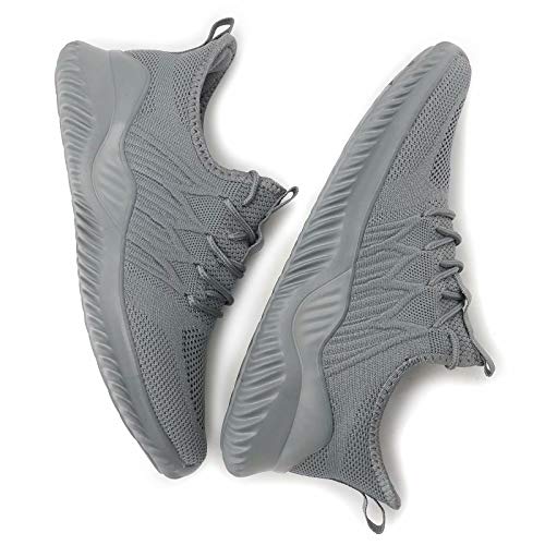 Mens Fashion Walking Sneakers Trainers Running Tennis Shoes Athletic Sport Jogging Gym Breathable Soft Sole Grey