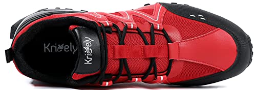 Kricely Men's Walking Shoes Breathable Lightweight Fashion Sneakers Non Slip Sport Gym Jogging Trail Running Shoes（red 9）