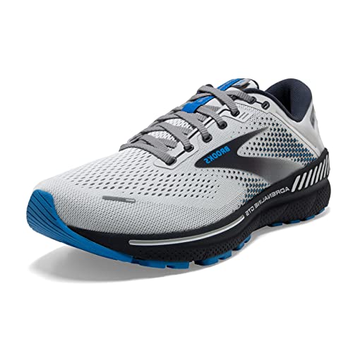 Brooks Men's Adrenaline GTS 22 Supportive Running Shoe - Oyster/India Ink/Blue - 11 Medium