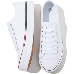 FRACORA Women's White and Black Canvas Sneakers