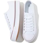 FRACORA Women's White and Black Canvas Sneakers