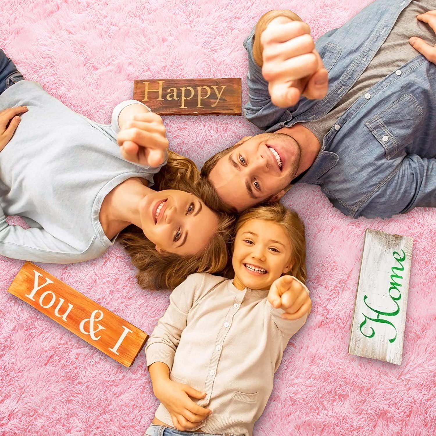 Pink Shaggy Area Rug for Living Room & Kids