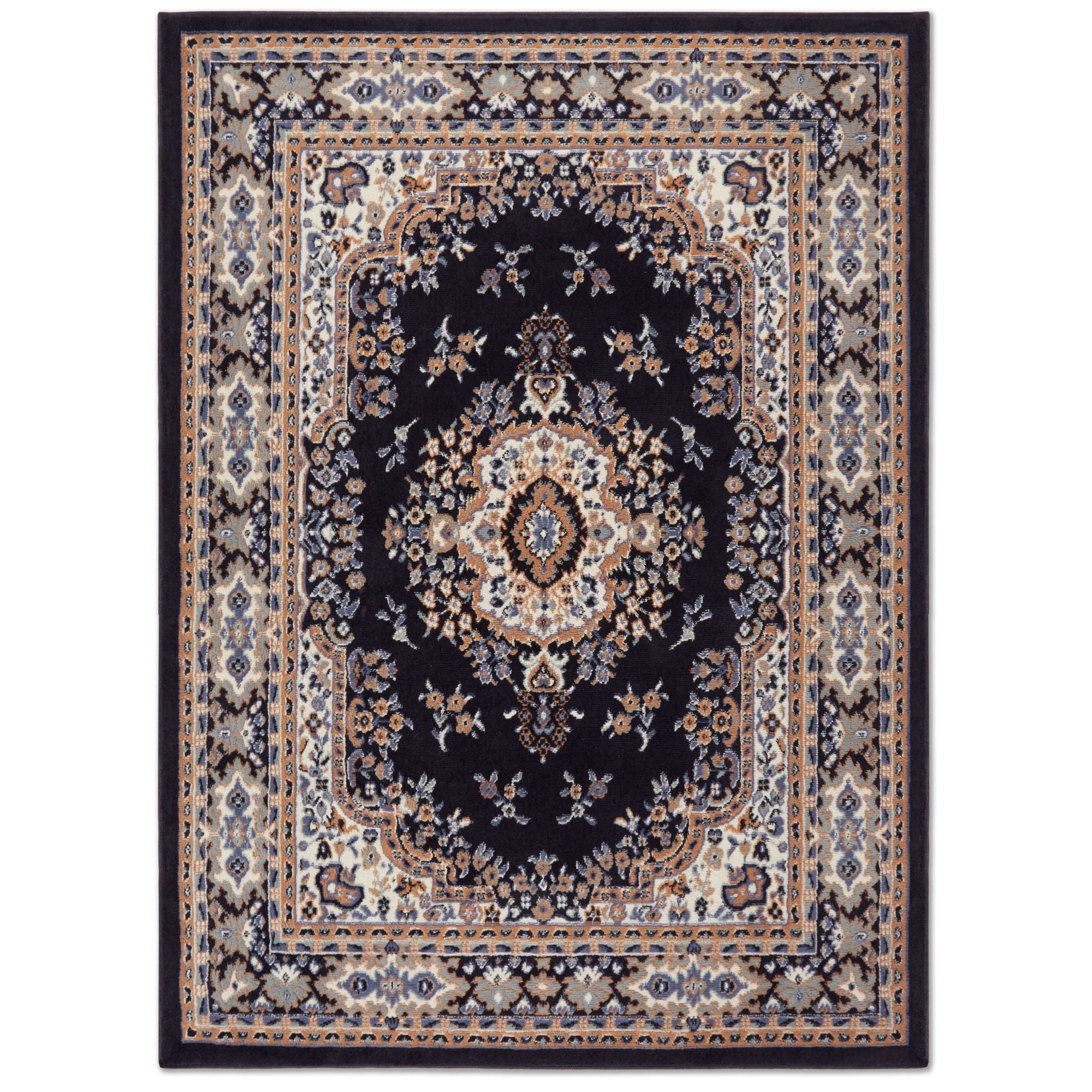 Sakarya Premium Traditional Medallion Area Rug - Navy