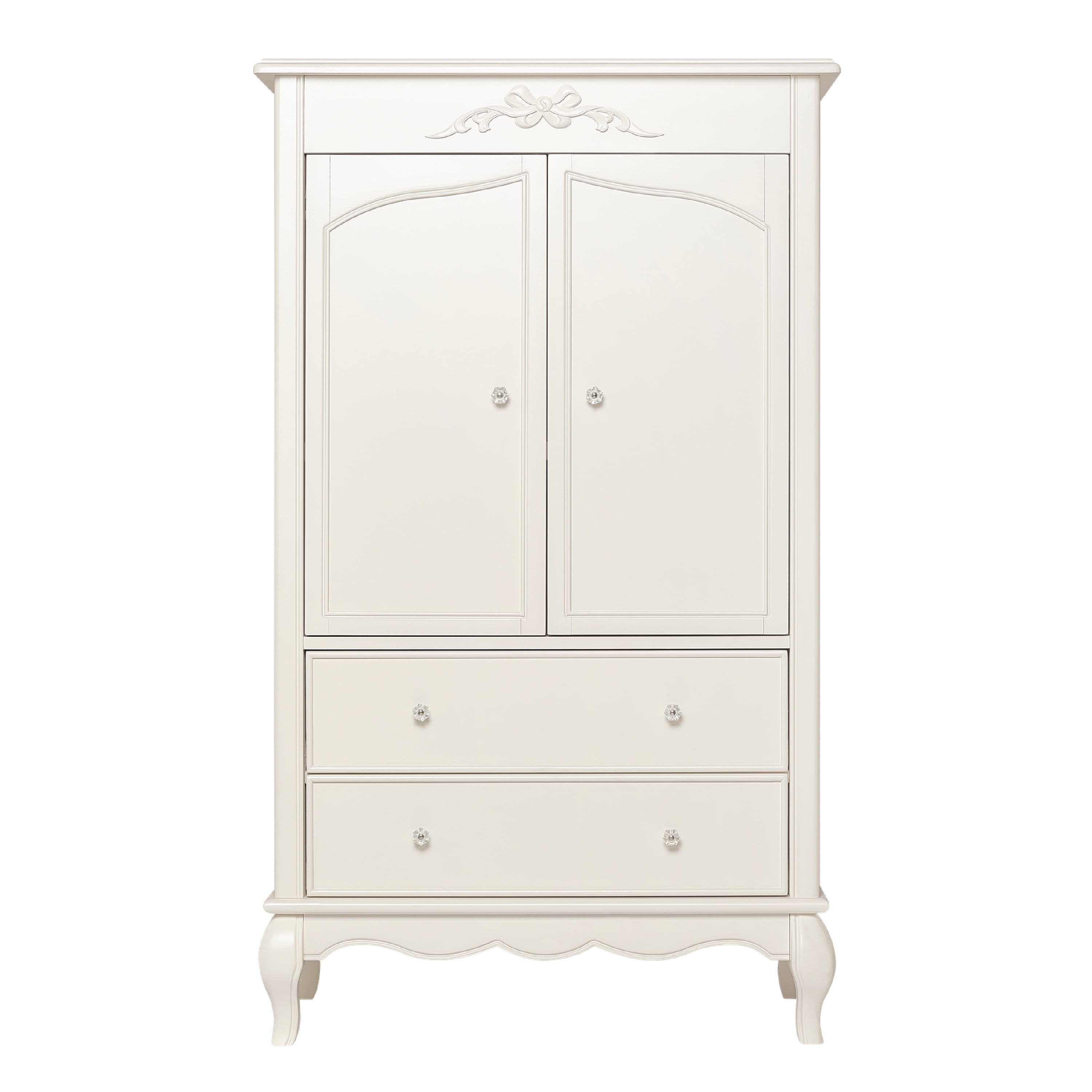 Evolur Aurora Armoire in Ivory Lace, Spacious Storage