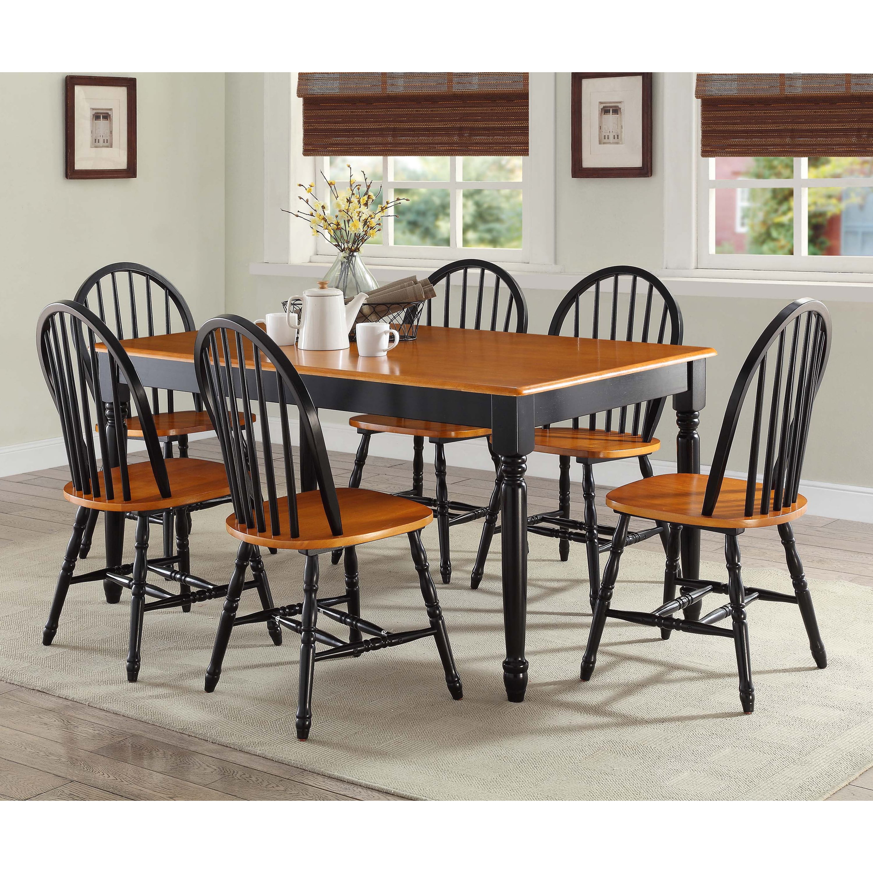 Autumn Lane Farmhouse Dining Table, Black/Oak