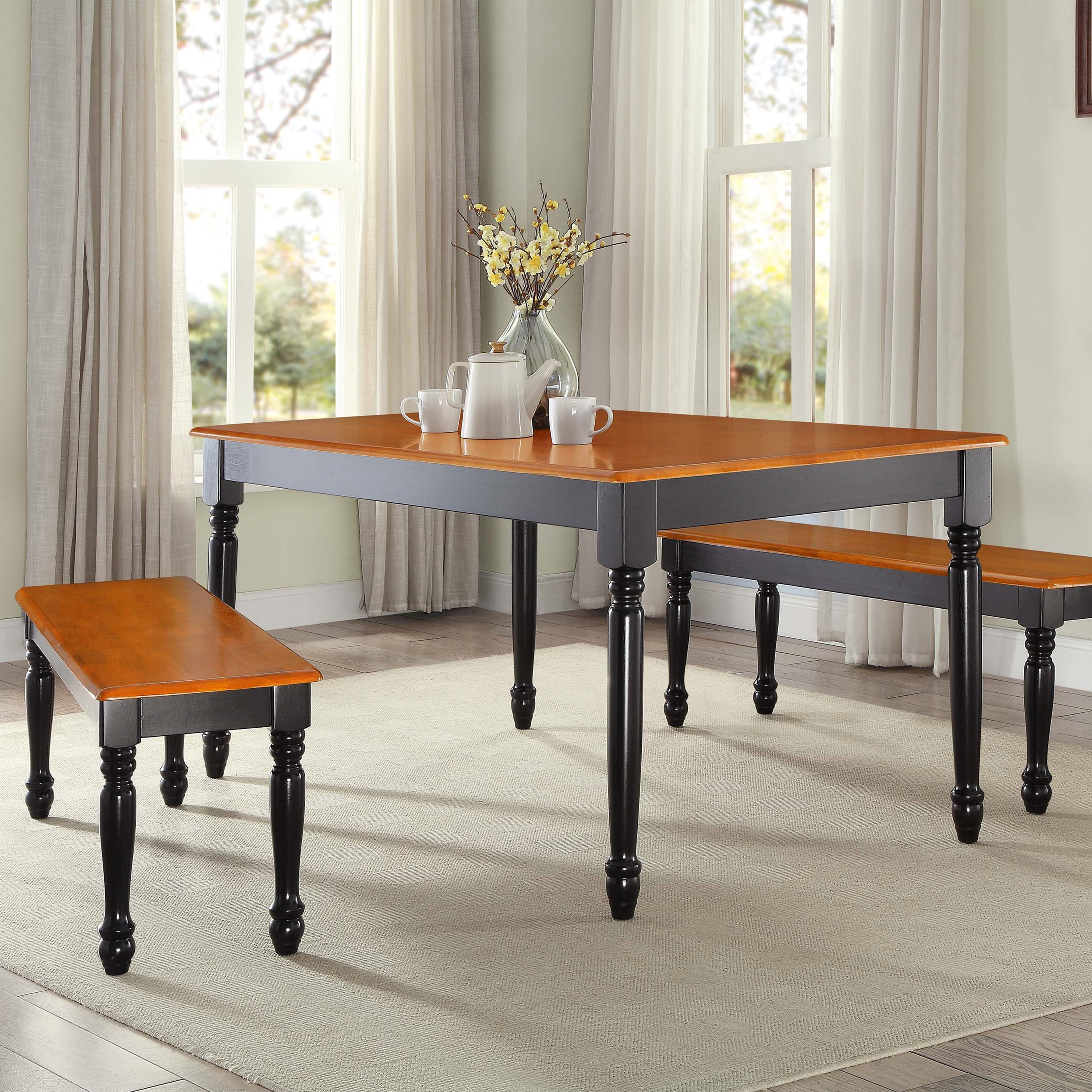 Autumn Lane Farmhouse Dining Table, Black/Oak