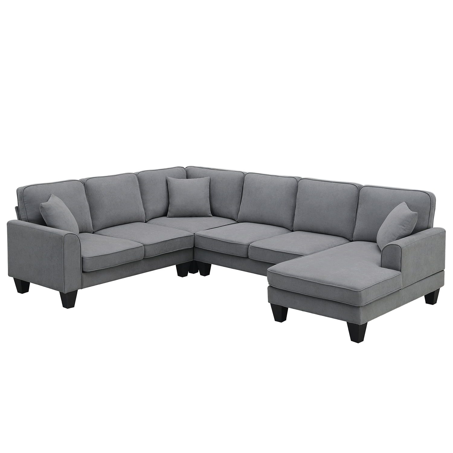 Green Modular Sectional Sofa with Ottoman, 7 Seats