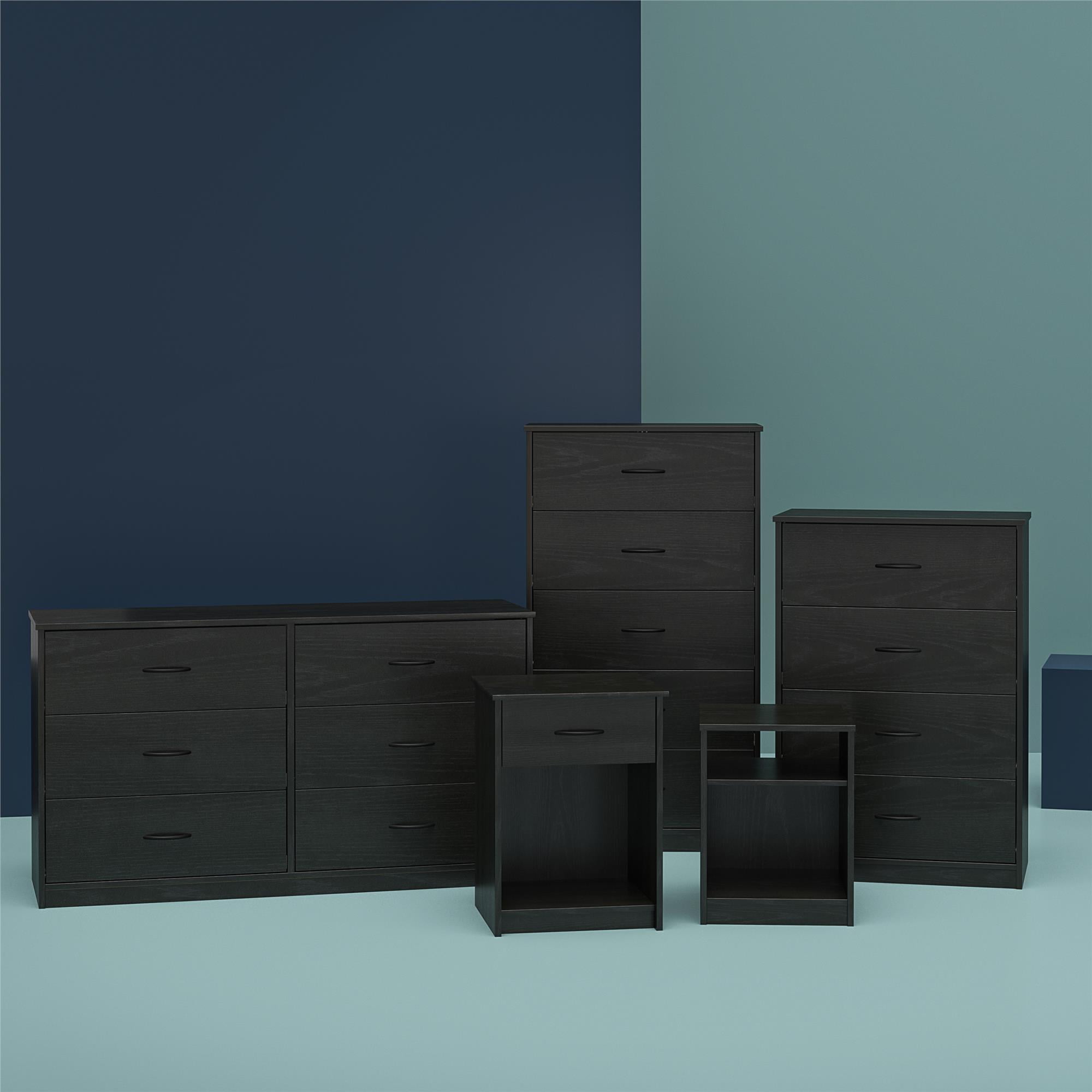 Mainstays Classic 4 Drawer Dresser, Black Oak