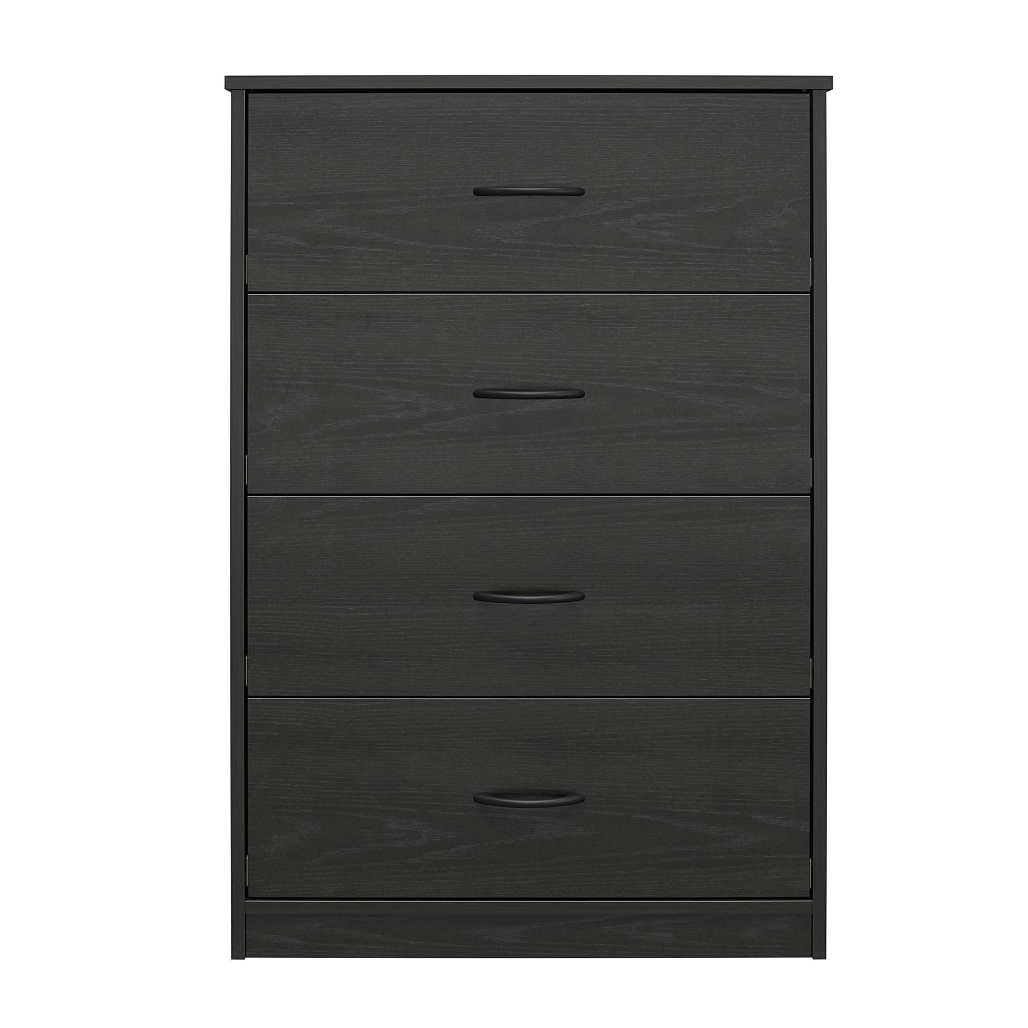 Mainstays Classic 4 Drawer Dresser, Black Oak
