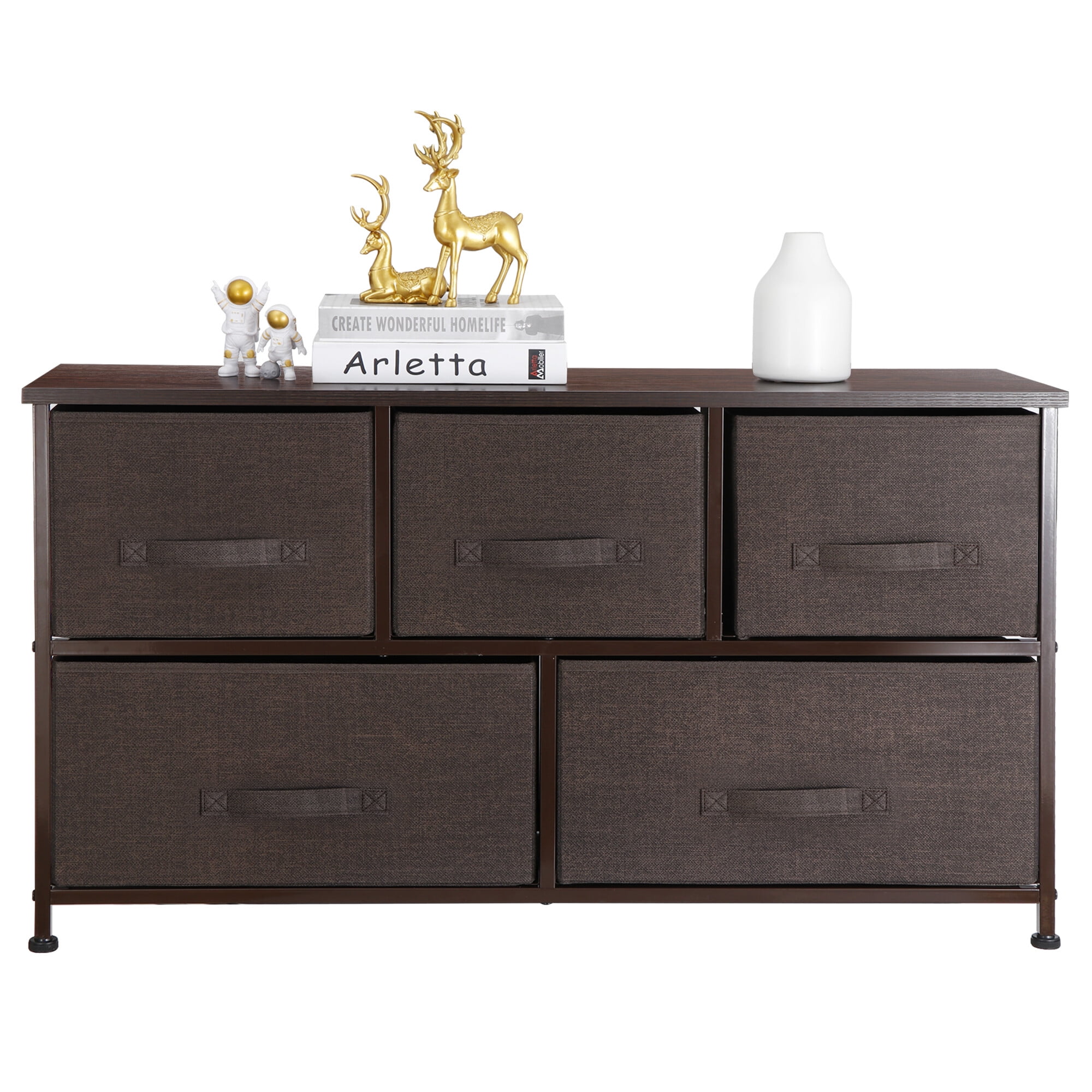 Modern 5-Drawer Fabric Dresser Chest