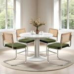 Green Velvet Dining Chairs with Cane Back