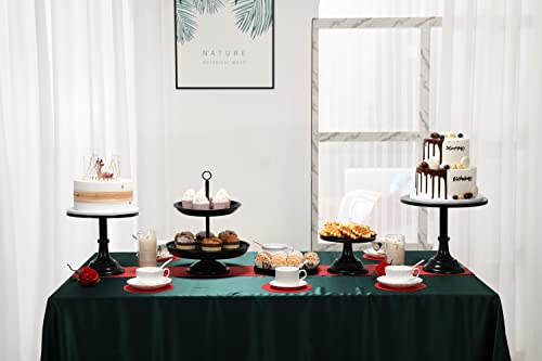 LIFESTIVAL 5 Pcs Black Cake Stands Set Metal Cupcake Holder Round Dessert Display Plate Serving Platter for Party Wedding Brithday Baby Shower Celebration Home Decoration